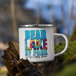 Bear Lake is My Happy Place Tin Mug - Camping Mug - Enamel Mug