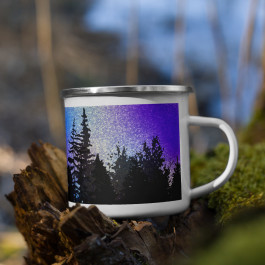 Night trees Shimmering Enamel Mug